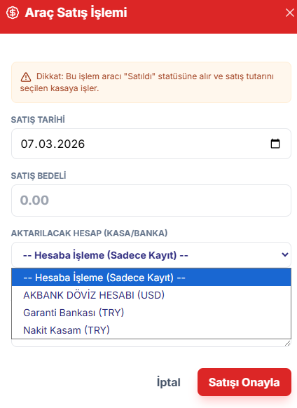 Araç Satış İşlemi