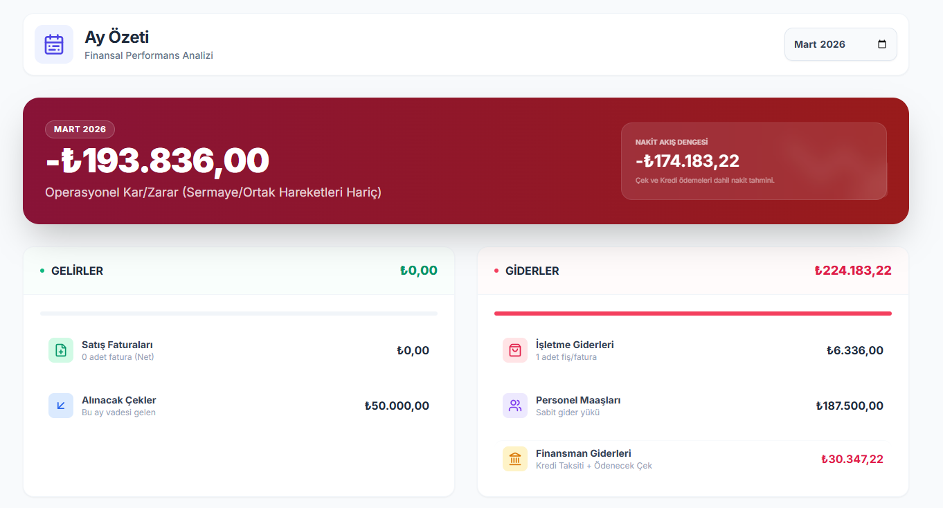 Aylık Finansal Özet Ekranı