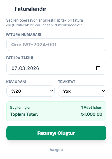 Operasyon Faturalandırma
