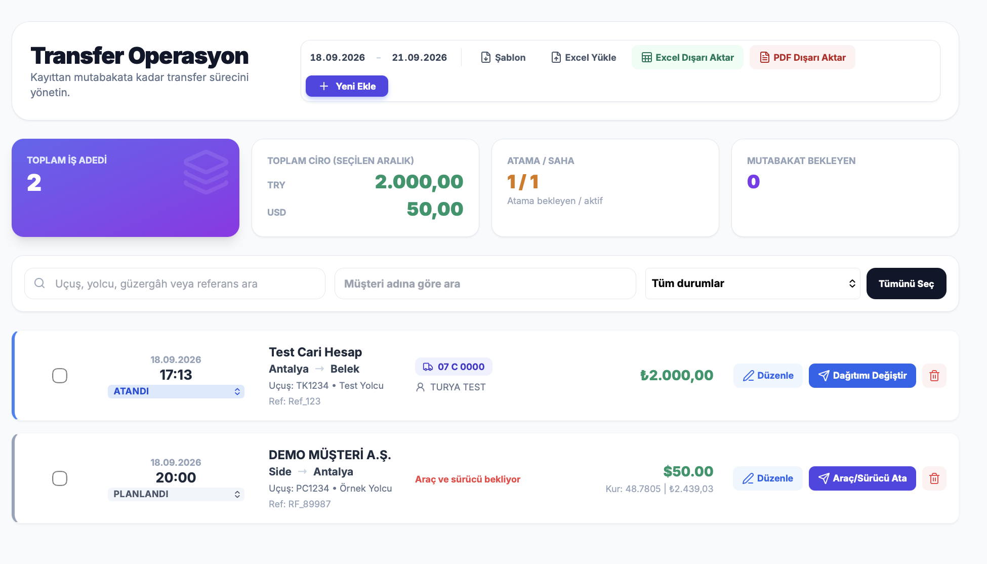 TURYA Transfer Operasyon